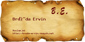 Bréda Ervin névjegykártya